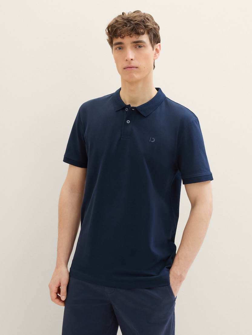 Polo-majica s malim izvezenim logom - Plava-1041184-10668-14
