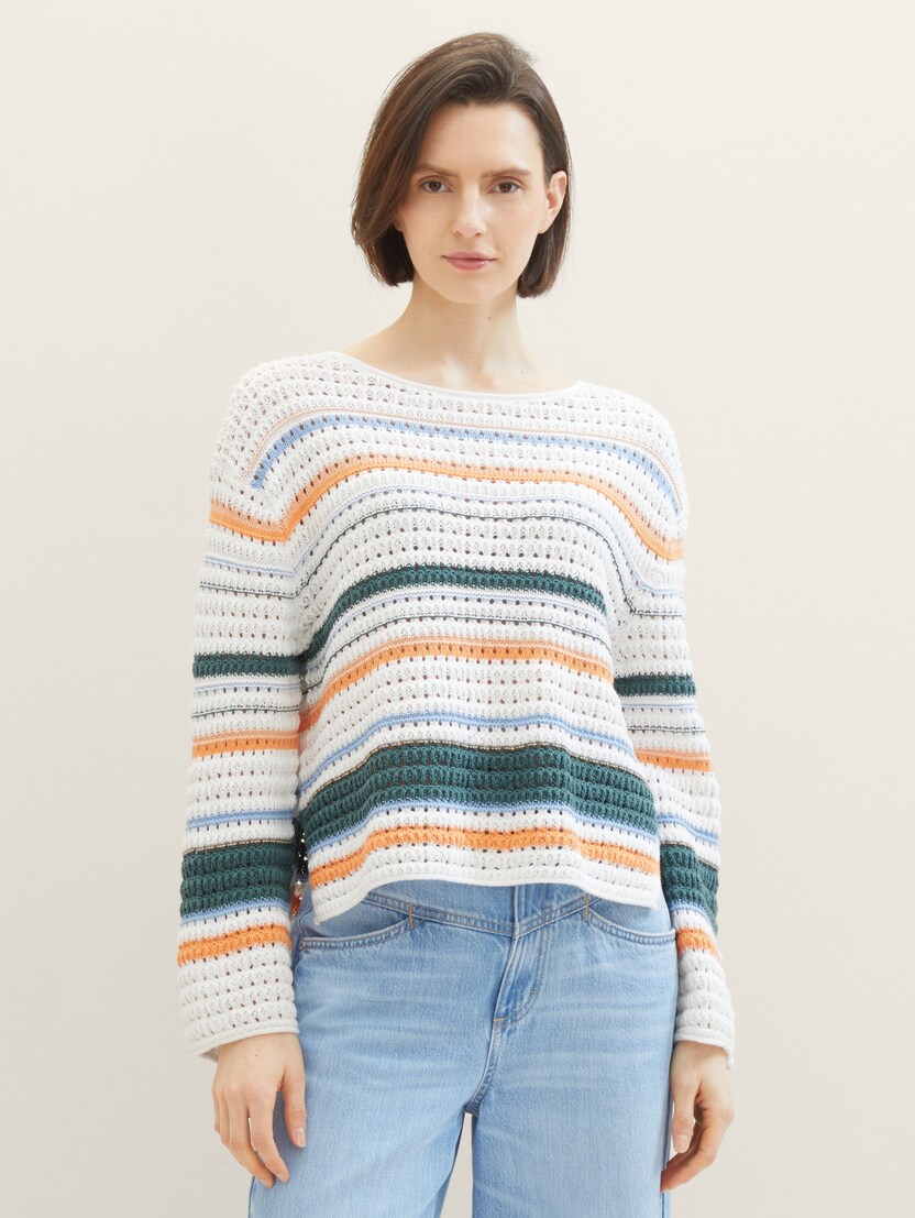  Strukturiran pulover - Vzorec/večbarvna-1040352-34855