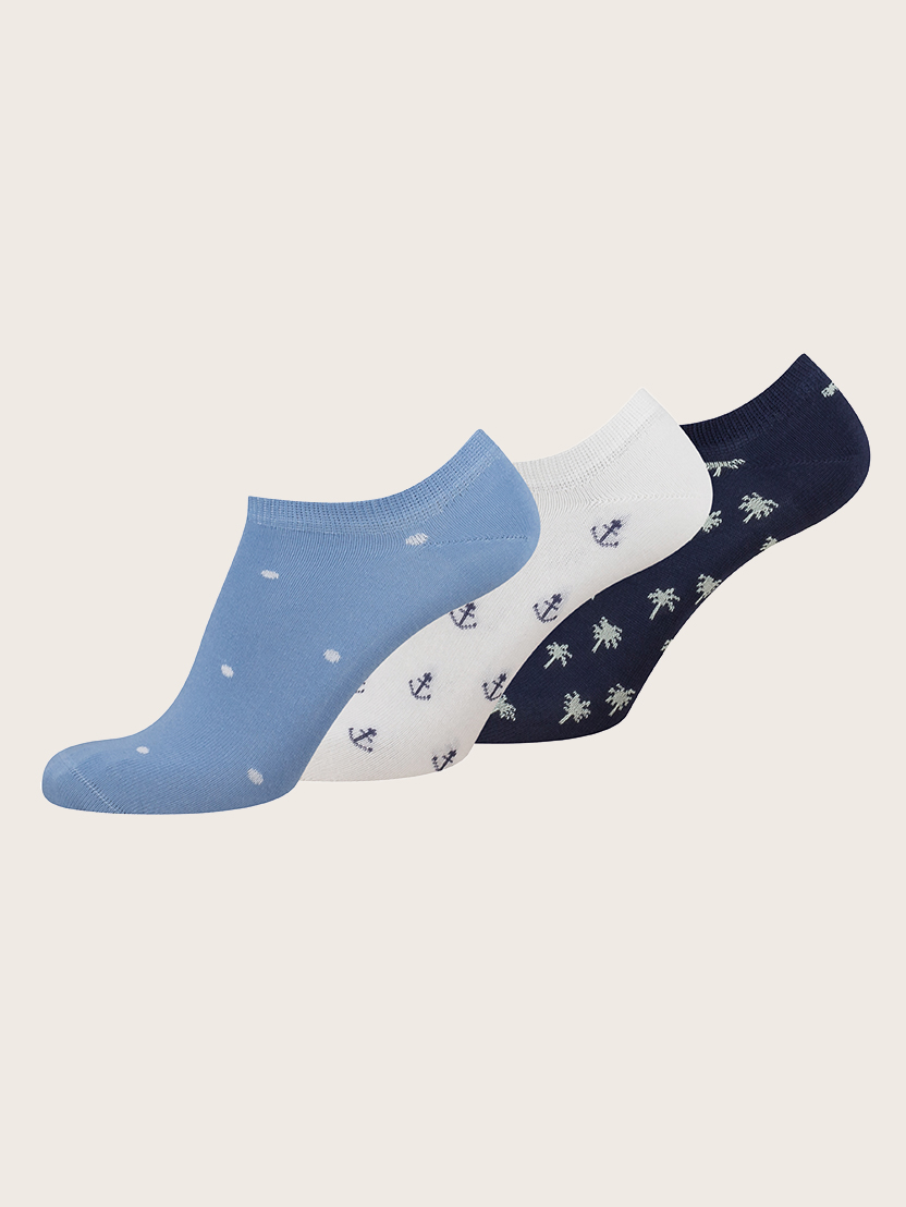 Trije pari nogavic z minimalnimi vzorci - Modra-90302-325