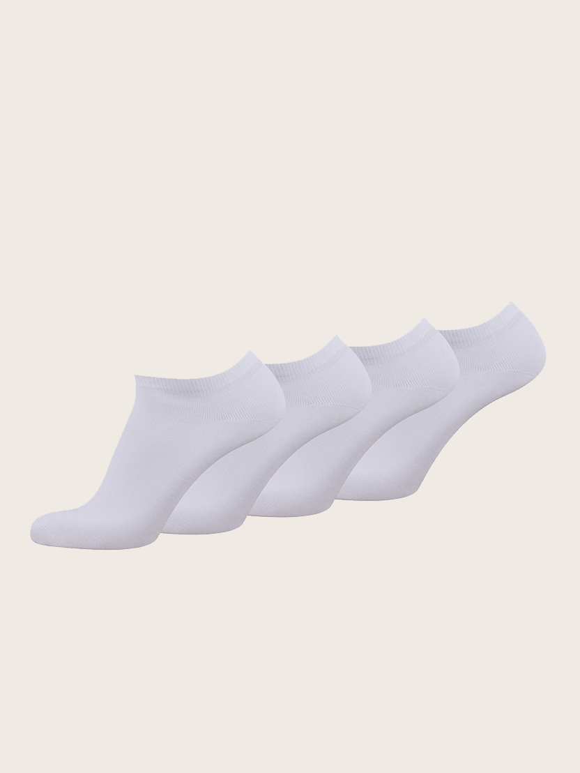 Četverostruko pakiranje čarapa za tenisice za oba spola - Bijela