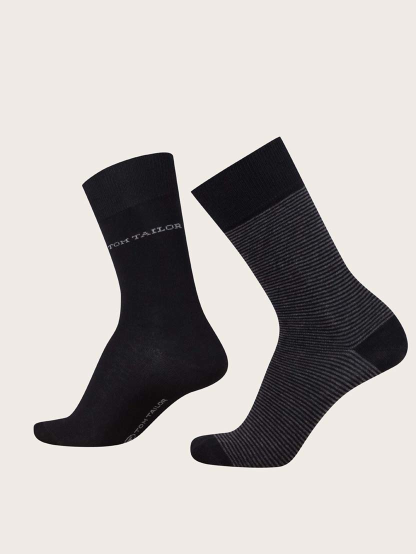 Dvostruko pakiranje klasičnih čarapa od mješavine pamuka - Crna-9518-610-14