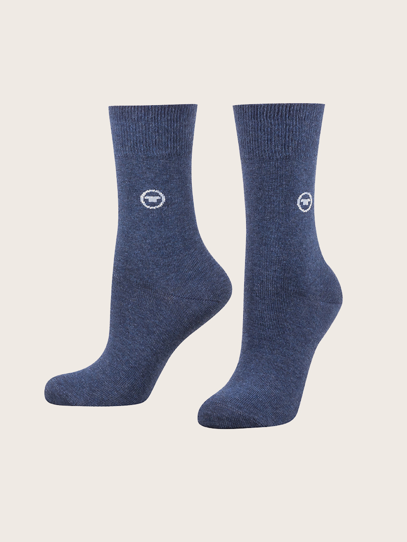 Trije pari klasičnih nogavic z logotipom - Modra-9703-546