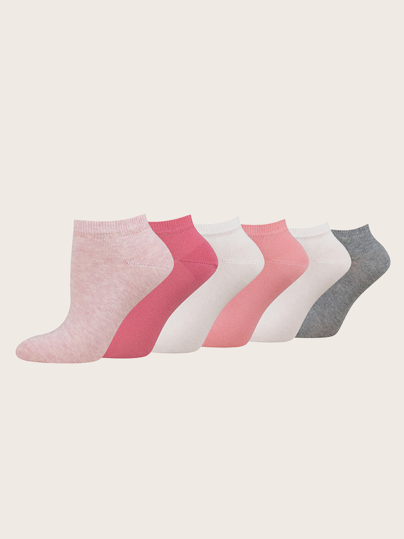 Komplet šestih parov enobarvnih nizkih nogavic - Vzorec-večbarvna-97186-067