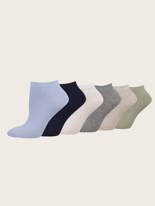 Jednobojne kratke niske čarape šest pari u pakovanju - Uzorak-višebojna