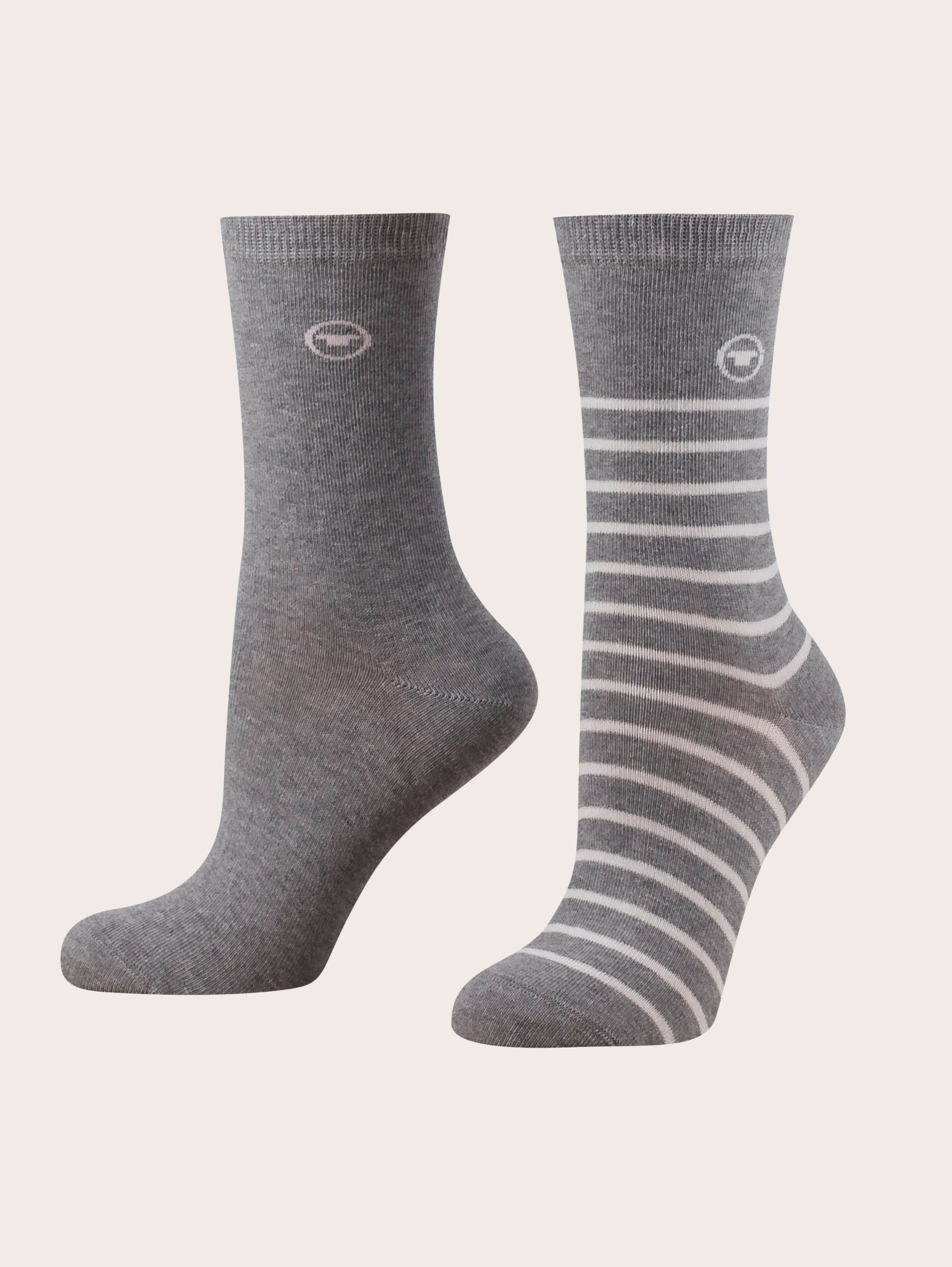 Dva para nogavic z enobarvnim in črtastim vzorcem - Siva-9880-150