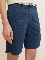 Bermuda chino hlače s pletenim pasom - Modra_1952872
