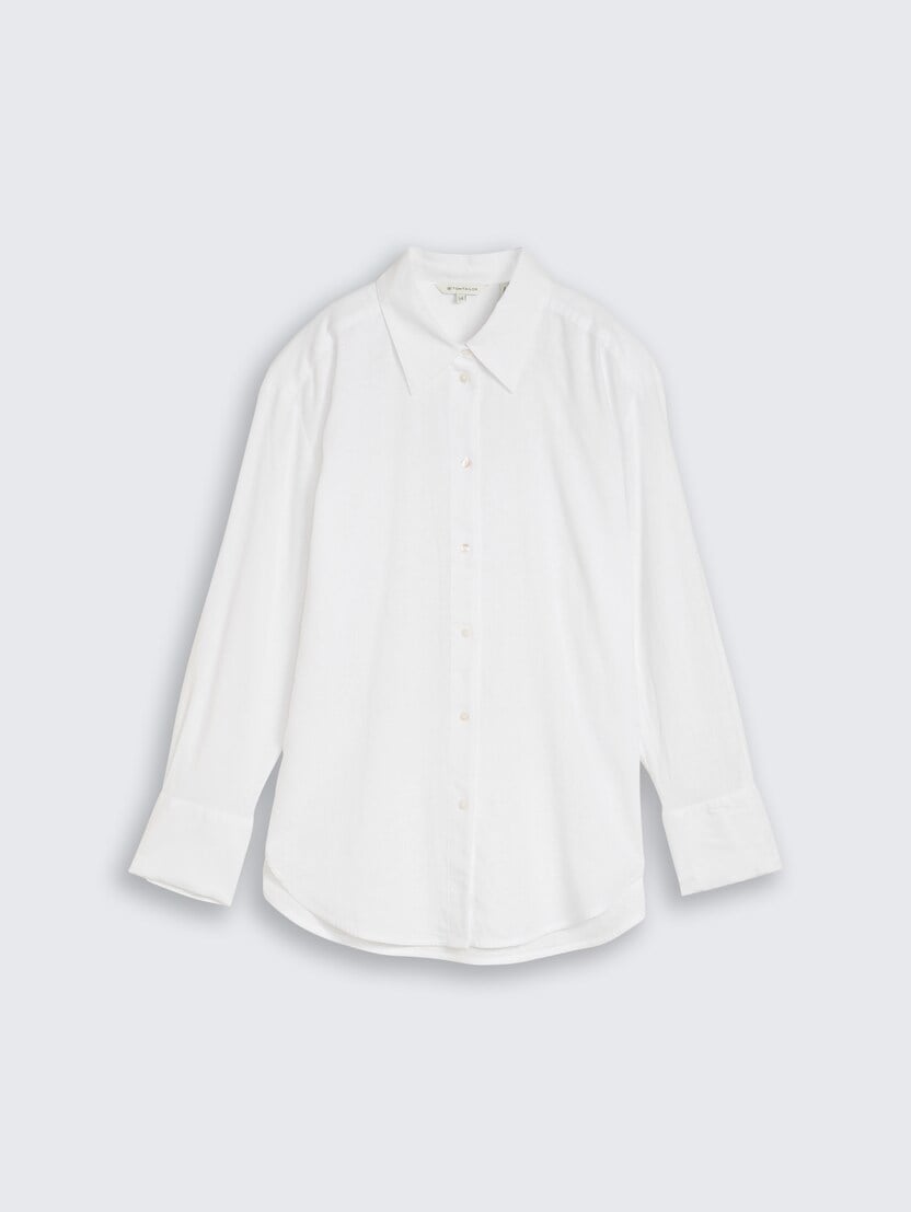 Bluza iz lanene mešanice - Bela_190569