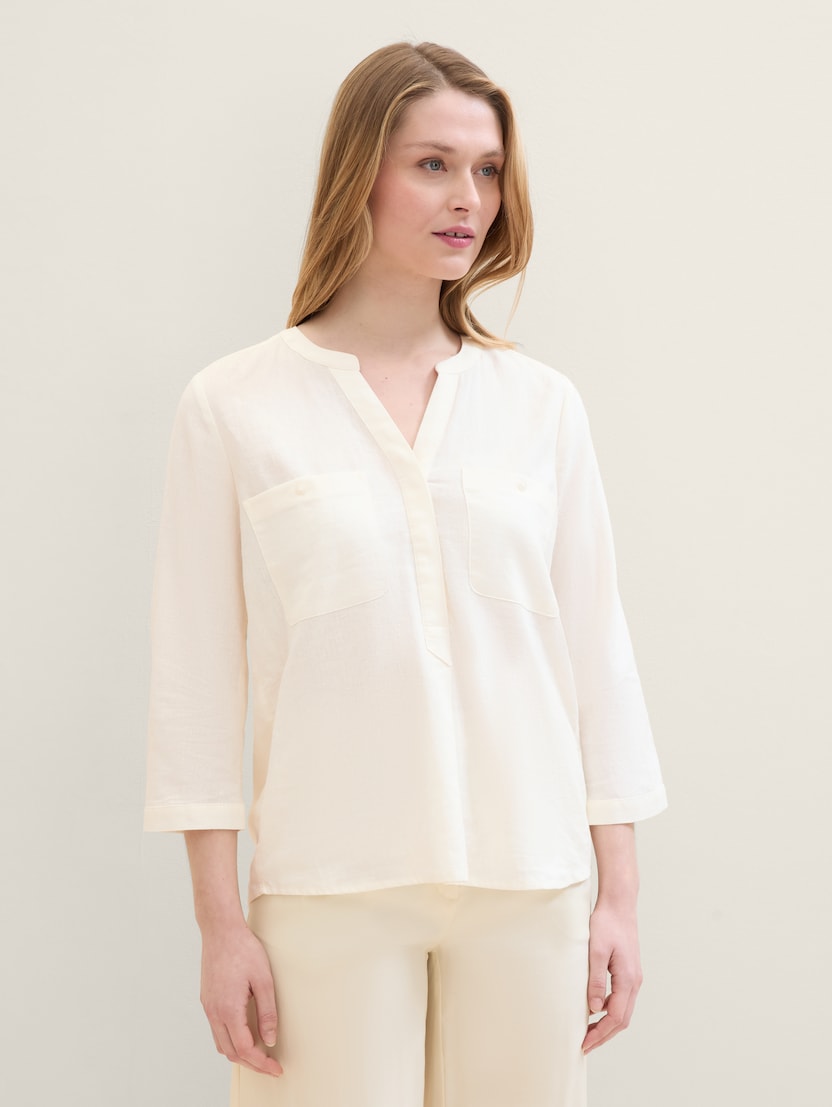  Bluza od mješavine lana - Bijela-1041681-10315-14