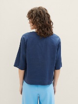 Bluza od mešavine lana - Plava_2705444