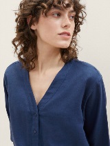 Bluza od mešavine lana - Plava_2705444