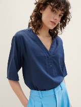 Bluza od mešavine lana - Plava_2705444