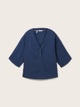 Bluza od mešavine lana - Plava_2705444