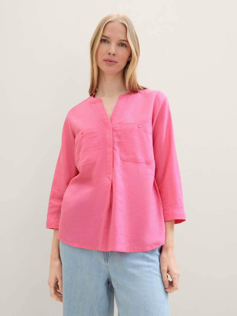 Bluza od mješavine lana - Ružičasta