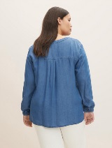 Tencel bluza dugih rukava s elastičnim manžetama - Plava_3198350