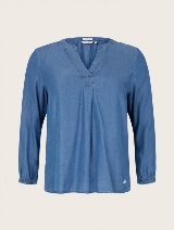 Tencel bluza dugih rukava s elastičnim manžetama - Plava_3198350