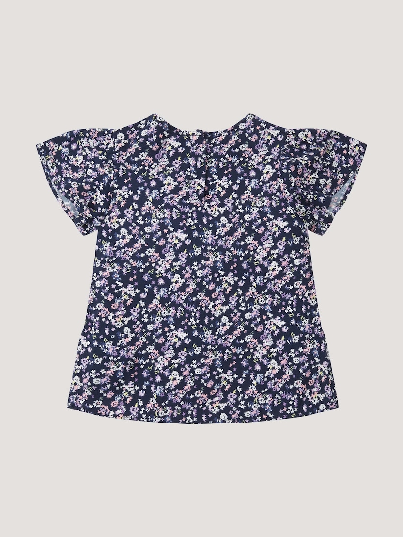 Bluza s kratkimi rokavi in pisanim minimalističnim cvetličnim potiskom - Vzorec/večbarvna_1217253
