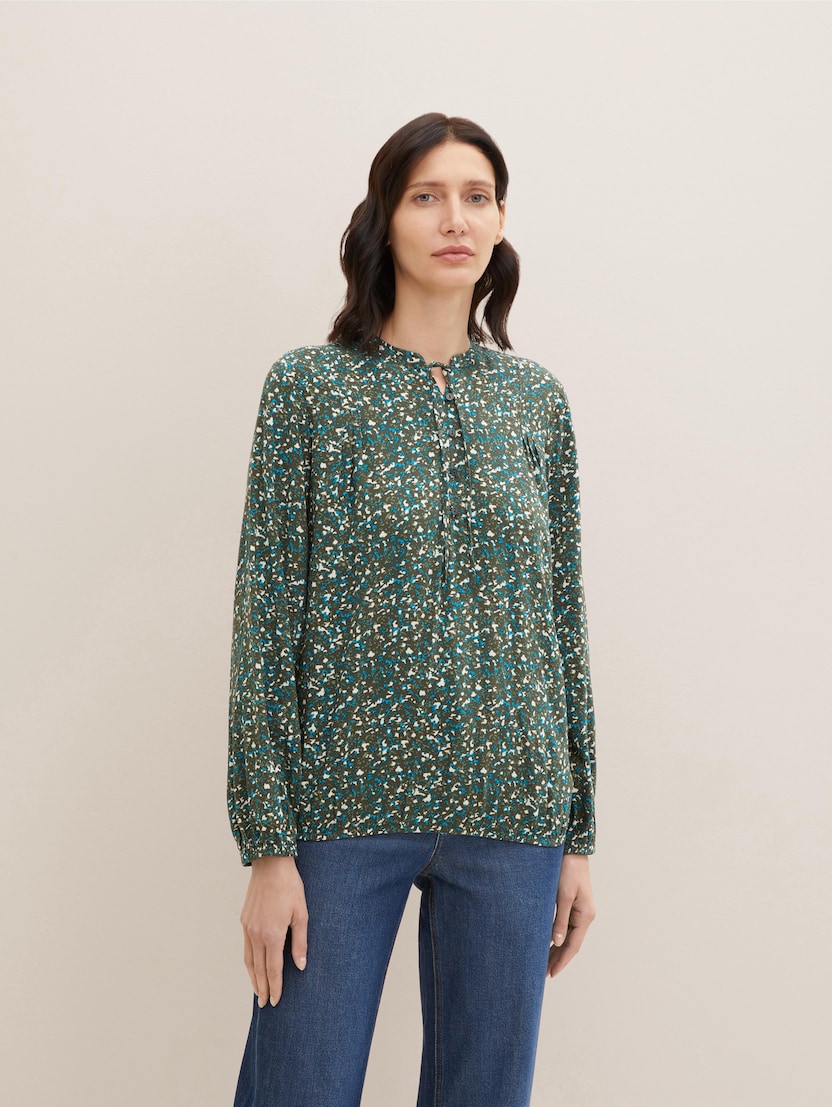 Bluza z naborki - Zelena-1034825-30665
