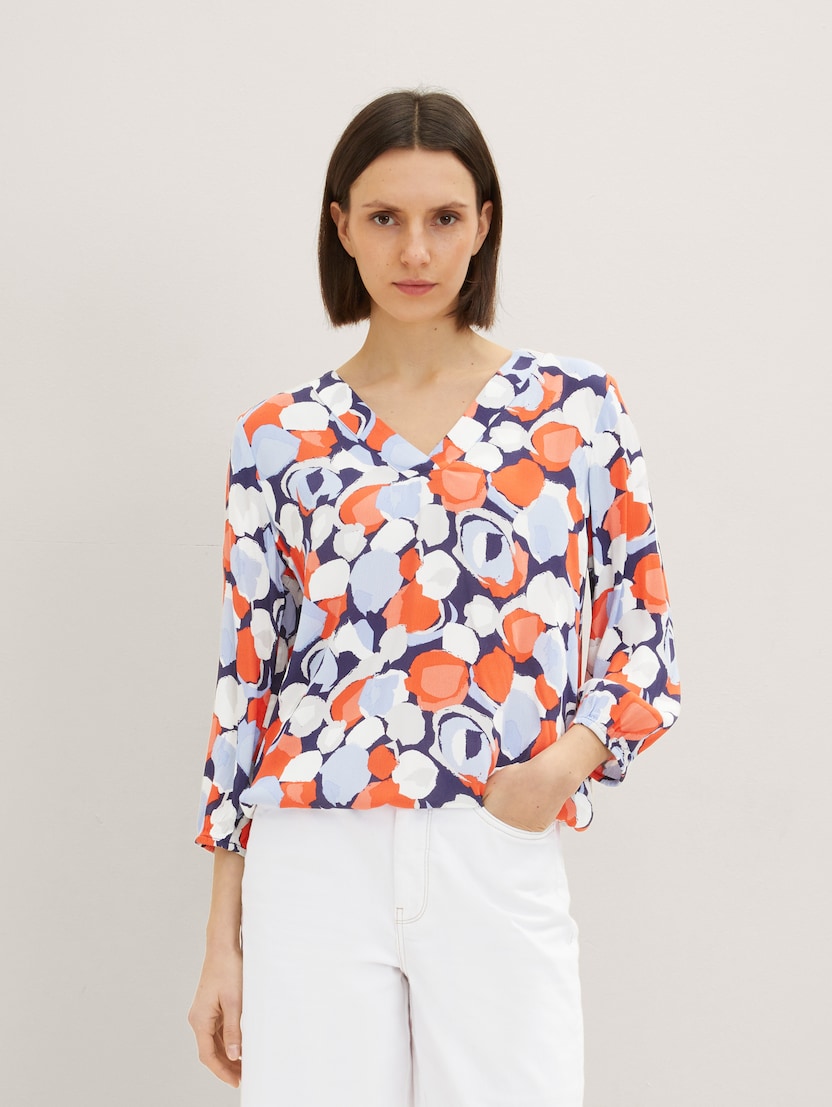 Bluza z V-izrezom - Vzorec-večbarvna-1035264-31116