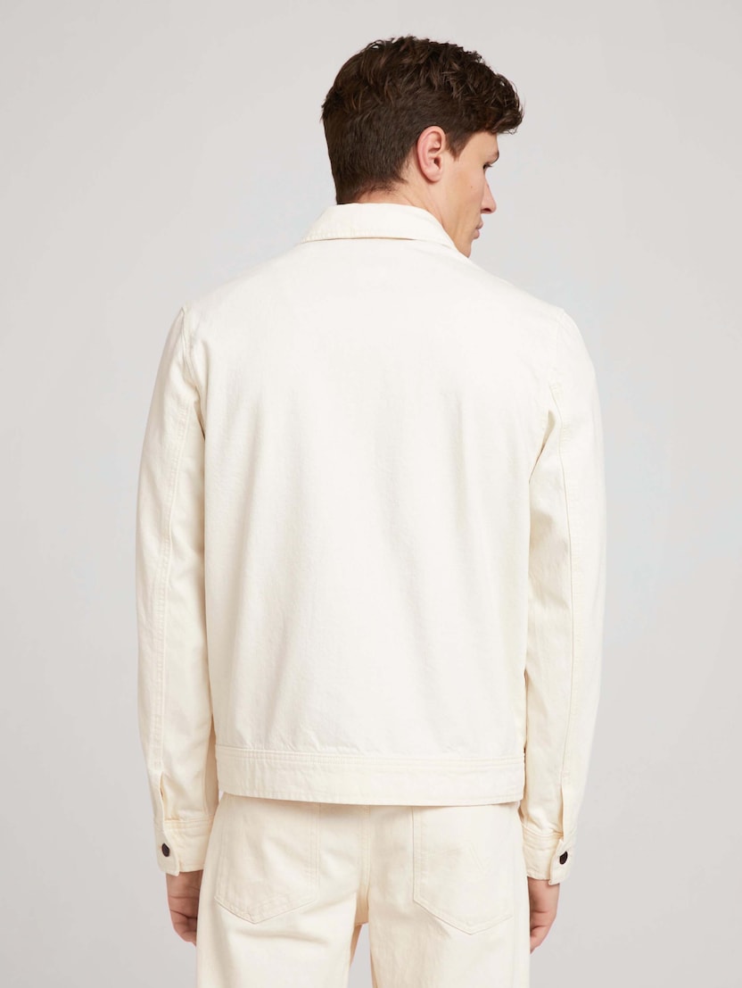 Pamučna jakna od kepera s patentnim zatvaračem i džepovima na prsima - Bež_2875361