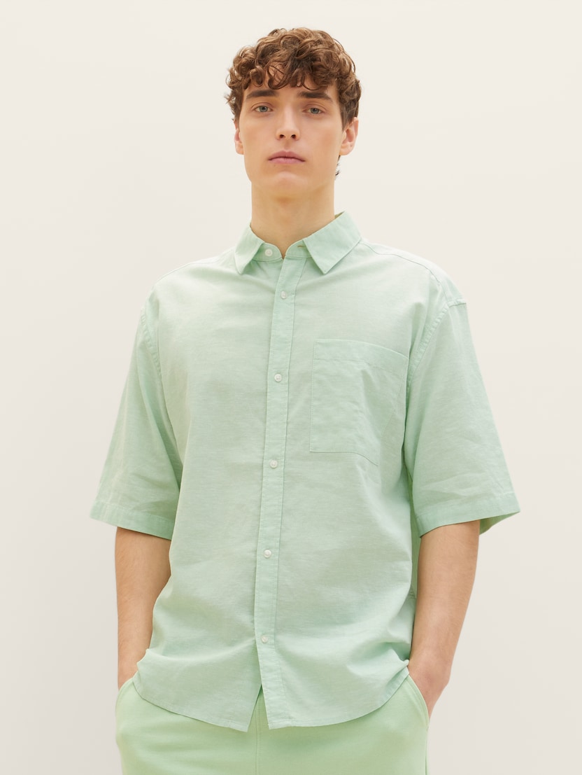 Bombažna lanena srajca - Zelena