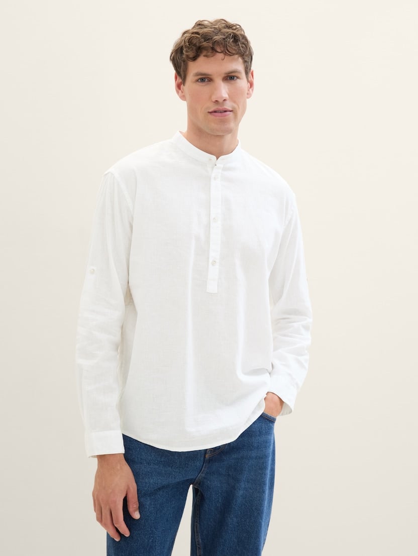 Košulja pamuk-lan - Bijela