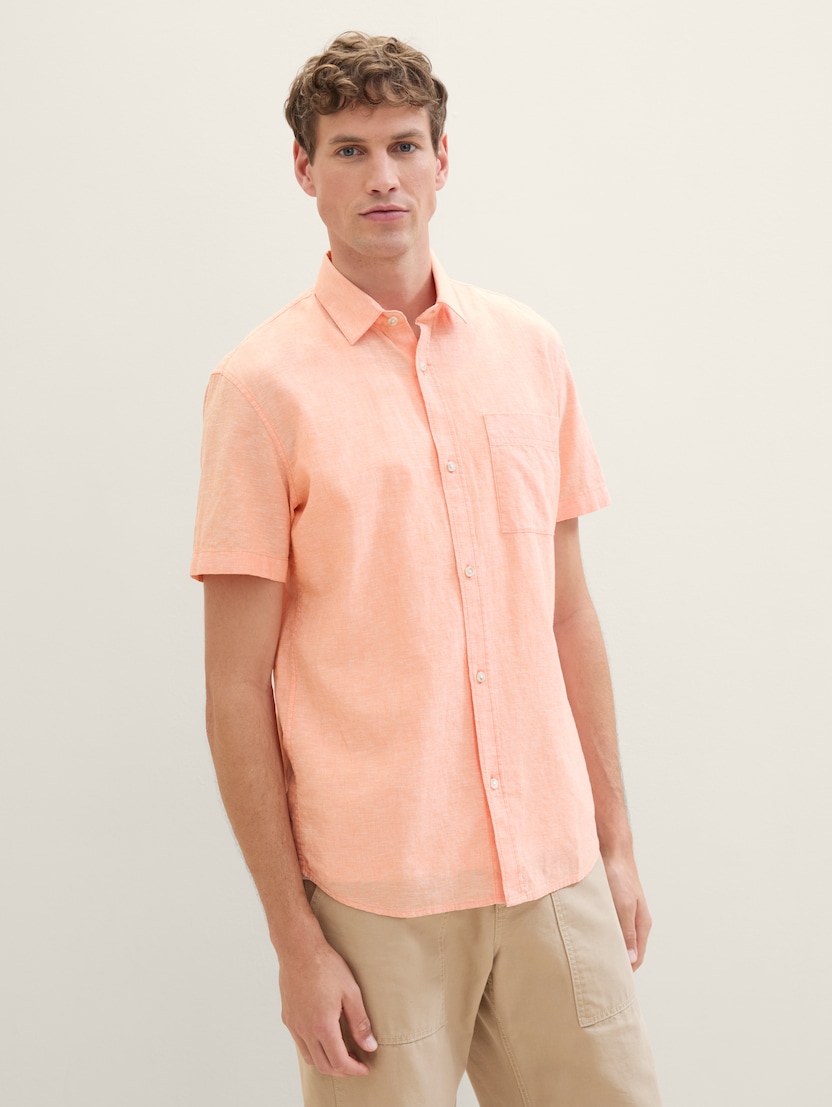 Bombažna lanena srajca - Oranžna