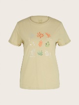 Bombažna majica s kratkimi rokavi in potiskom - Zelena_1367773