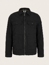 Bombažna srajčna jakna z več žepi - Črna_7262160