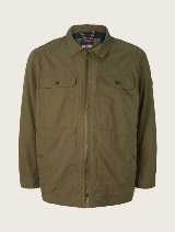 Bombažna srajčna jakna z več žepi - Zelena_913804