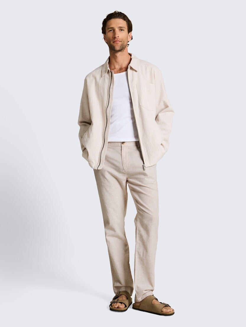  Pantaloni din bumbac şi in - Bej-1049622-39587-16