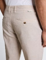 Pantaloni din bumbac şi in - Bej_7658897