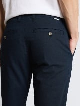 Pantaloni din bumbac şi in - Albastru_665355