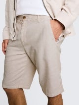 Pantaloni scurţi din bumbac şi in - Bej_3945542