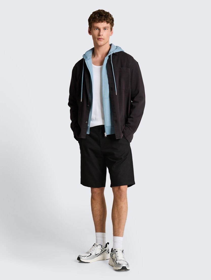 Pantaloni scurţi din bumbac şi in - Negru_2391202