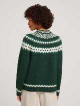 Božični fair isle pulover z dolgimi rokavi - Zelena_681114
