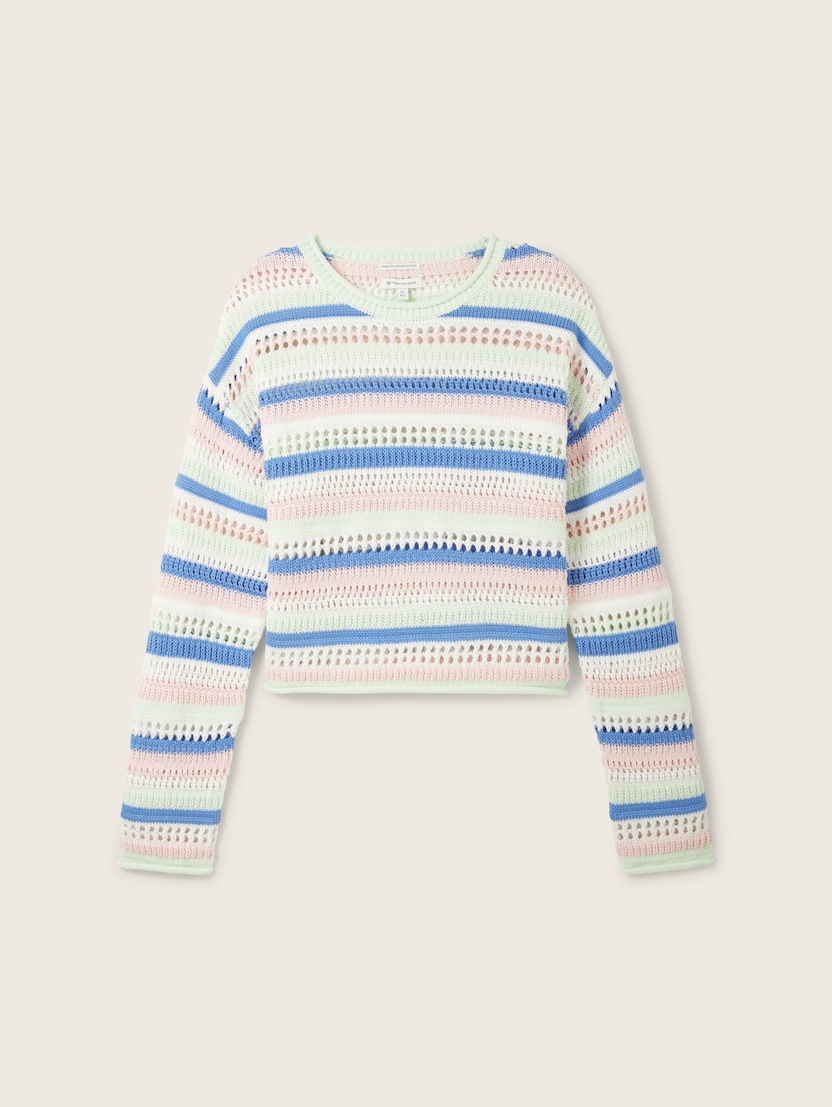 Črtast pulover - Vzorec-večbarvna-1040412-34863