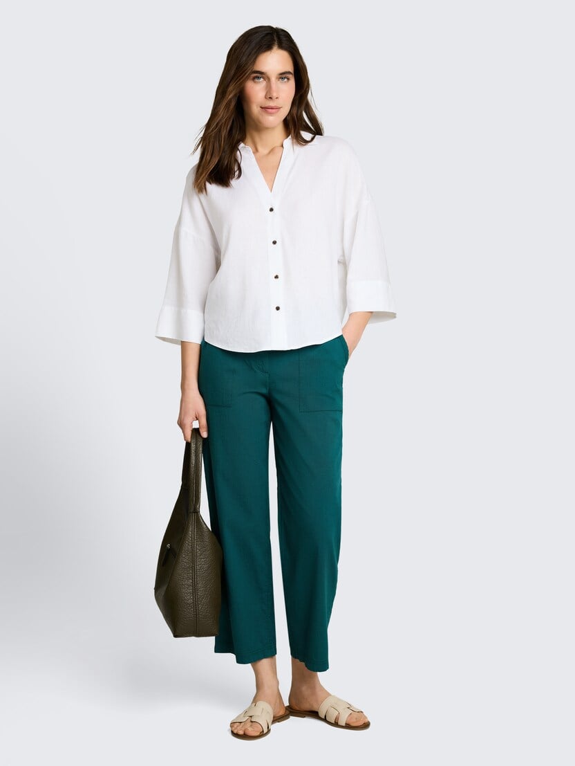 Kilote pantalone od prugastog I naboranog  materijala - Zelena_3932849