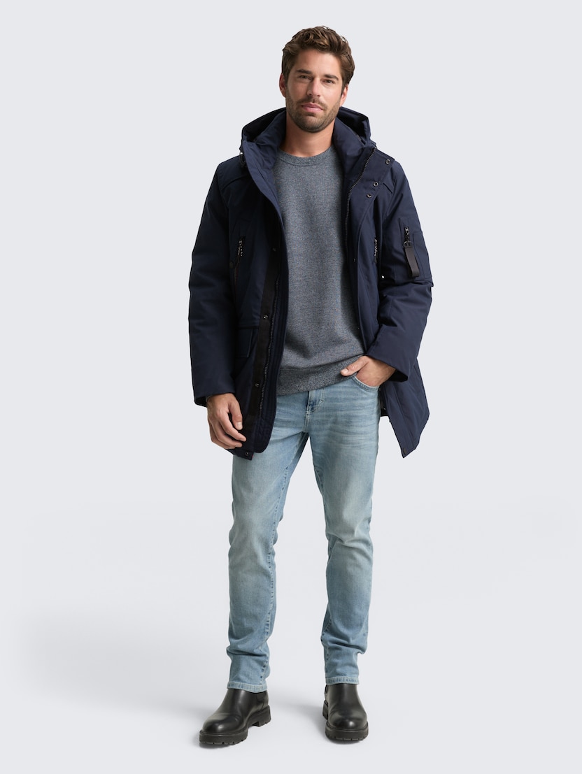 Parka lungă rugoasă | Albastru | Tom Tailor