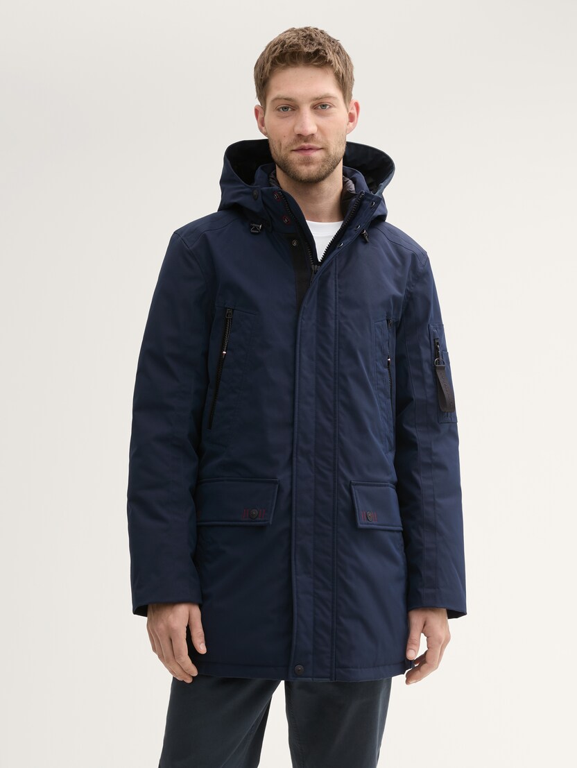 ジャケット・アウター less tailor long parka 21AW Parka lungă aspră | Albastru | Tom Tailor