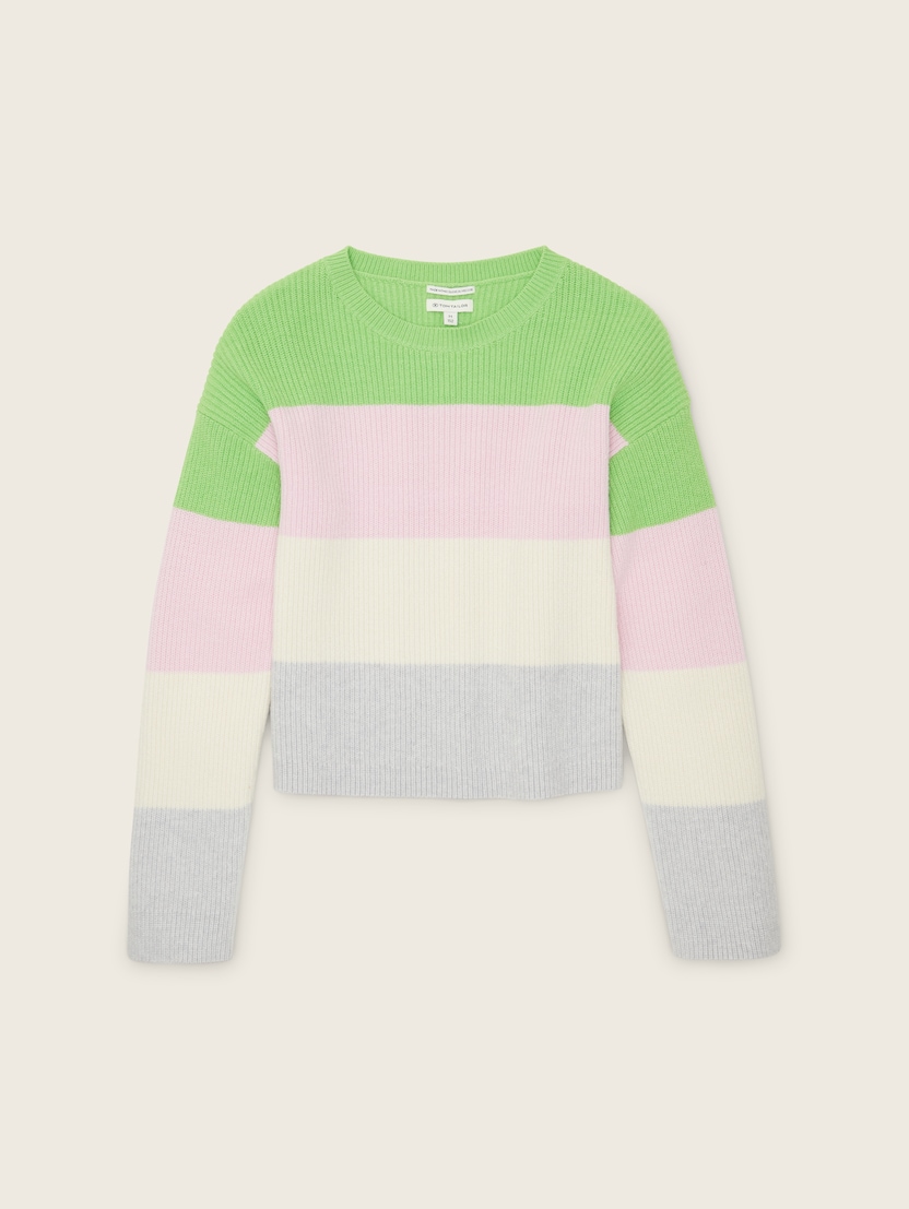 Dvobarvni pleteni pulover - Vzorec/večbarvna_7774059