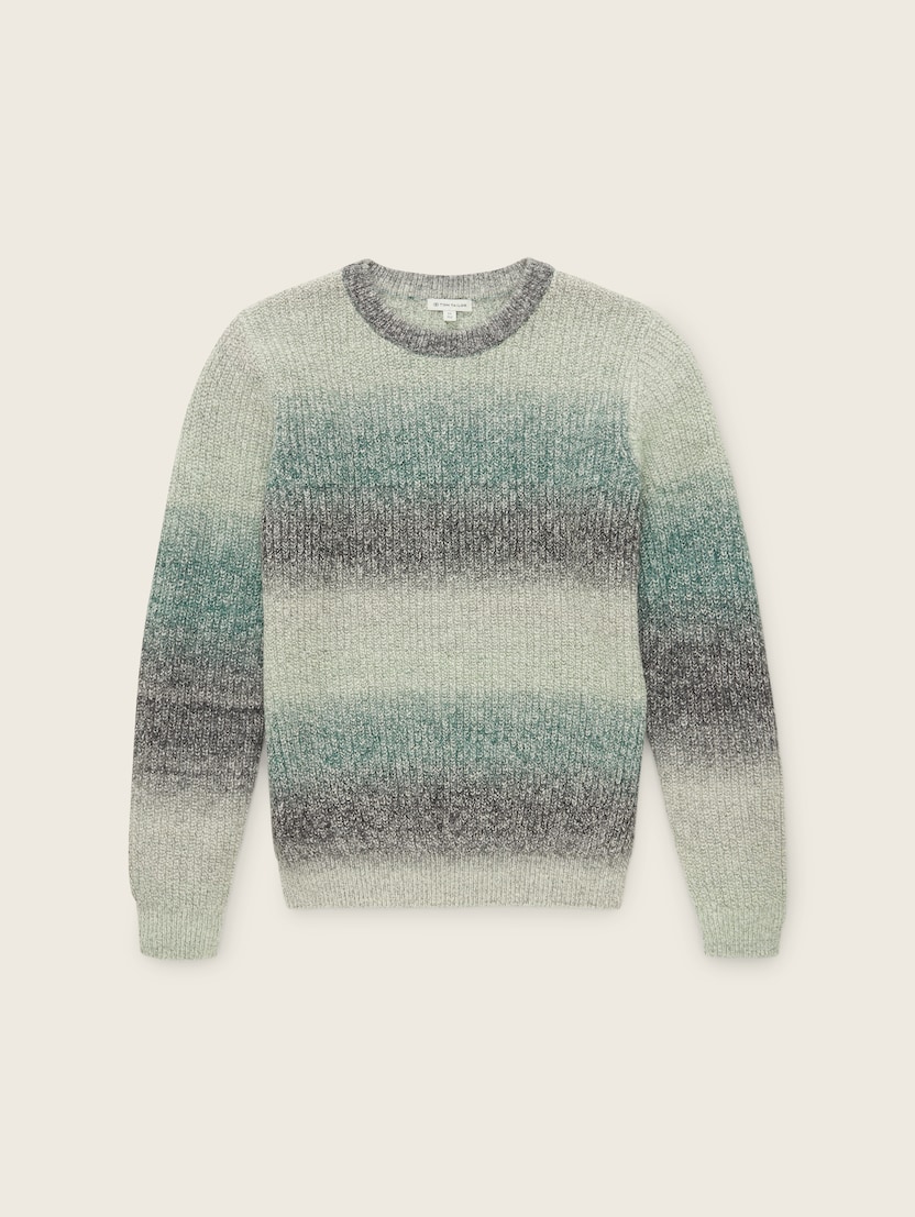 Dvobarvni pleteni pulover - Zelena_5522579