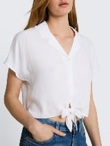 Bluză din material compact - Alb_5883033