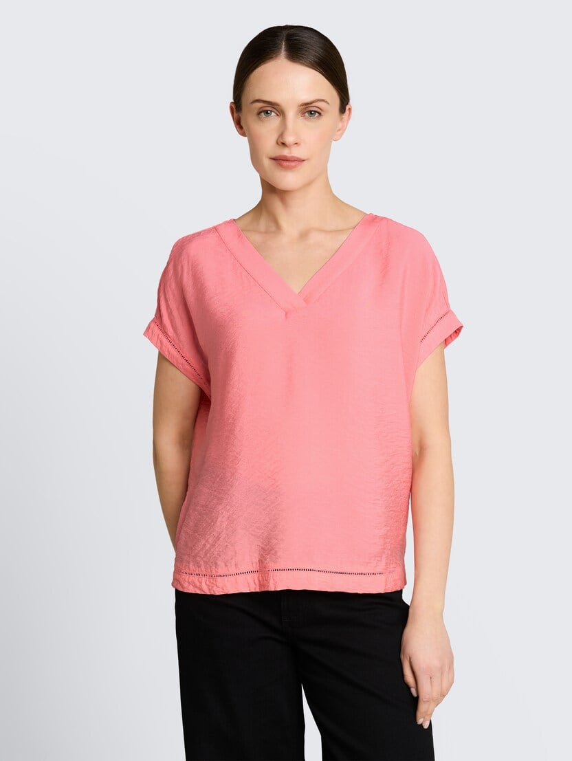 Bluză din material compact - Roz_7818839