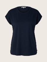Enobarvna ohlapna majica s kratkimi rokavi - Modra_5166631