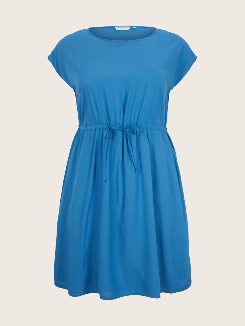 Enostavna kratka obleka iz viskoze - Modra_3168314