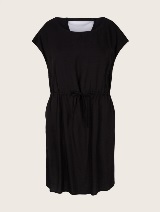 Enostavna obleka iz viskoze z elastičnim pasom - Črna_6719491