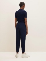 Široke hlače od viskozne tkanine s elastičnim pojasom - Plava_4522349