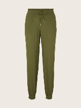 Široke hlače od viskozne tkanine s elastičnim pojasom - Zelena_3236504