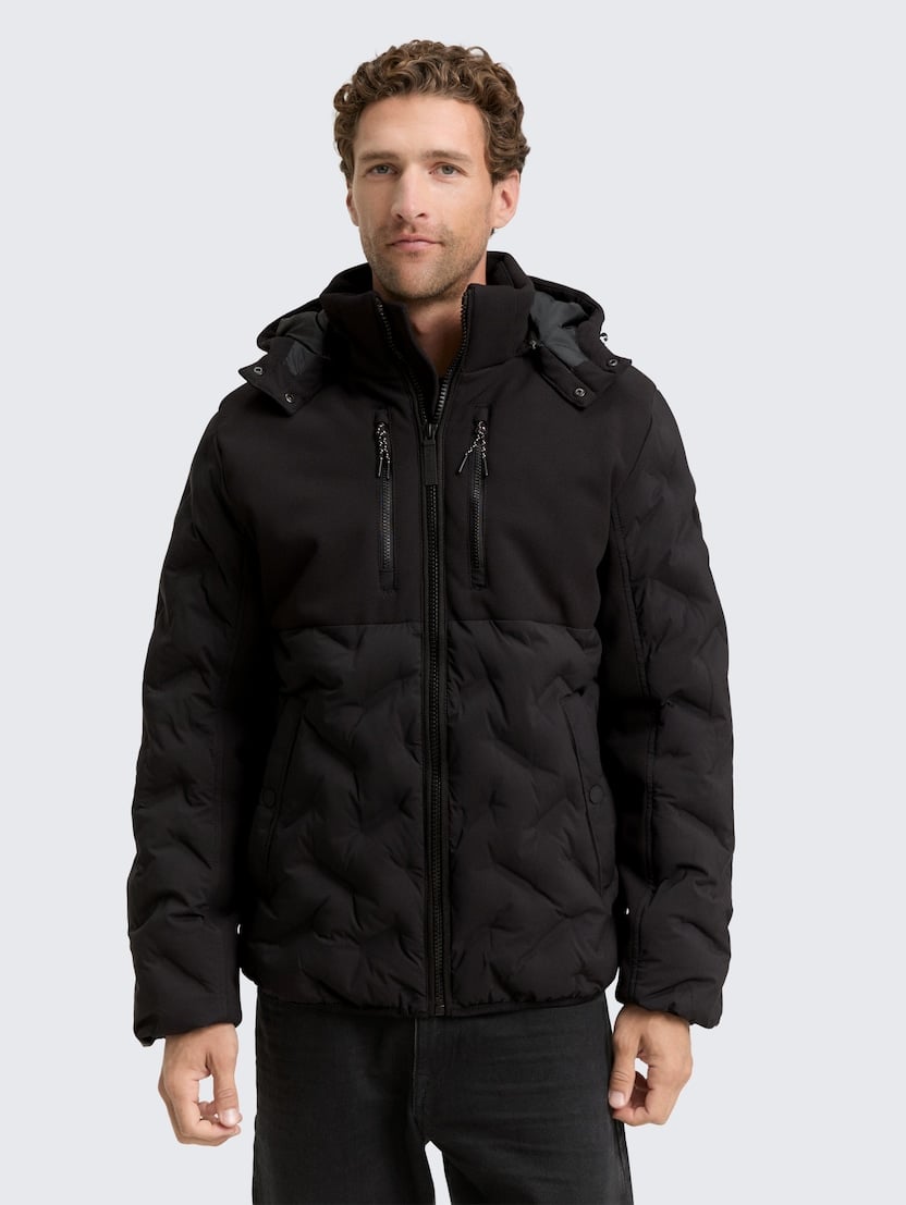 Puffer hibridna jakna sa kapuljačom - Crna_9854428