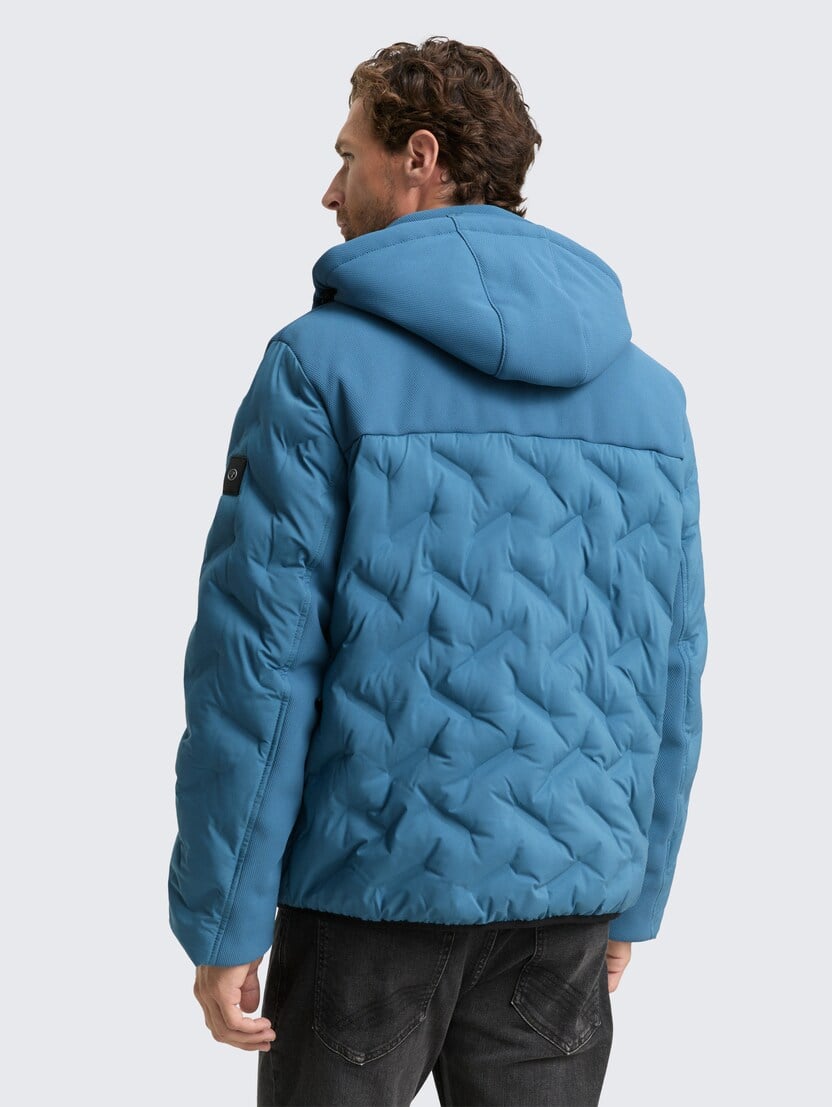 Jachetă hibrid matlasată cu glugă - Albastru-1046977-38224-16